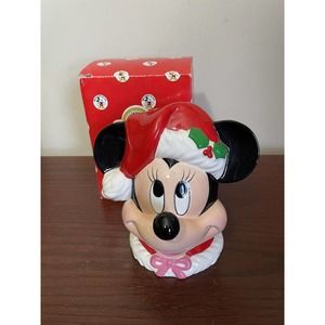 ENESCO for Walt Disney Ceramic MINNIE MOUSE Christmas BANK 6” Tall, Christmas